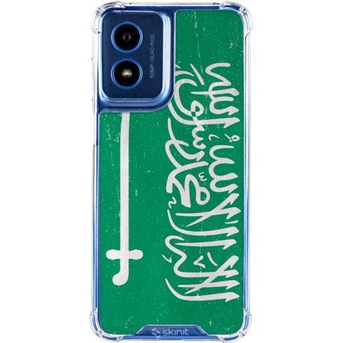 Saudi Arabia Flag Distressed Moto G Play 4G (2024) Clear Case